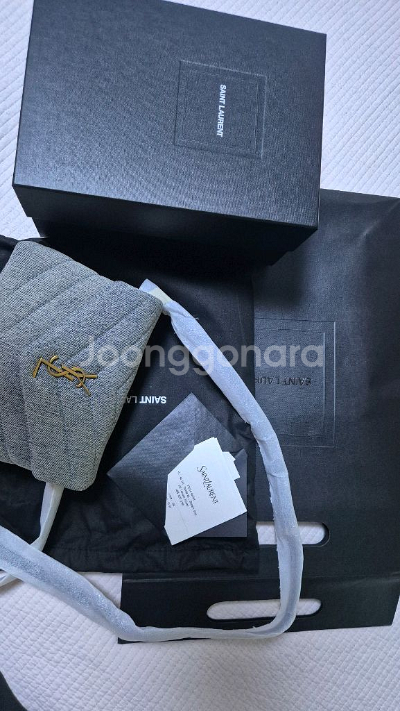 생로랑 YSL 루루 토이 스트랩 데님 캔버스 숄더백--3