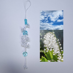 푸른 은방울꽃 비즈 끈키링 | 매듭키링