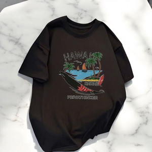 HAWAII 남성용 100% 코튼 루즈핏 티셔츠
