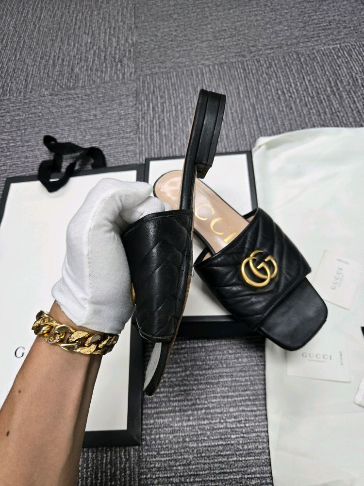 [특가][정품]구찌 마몬트 레더 슬리퍼 샌들--1