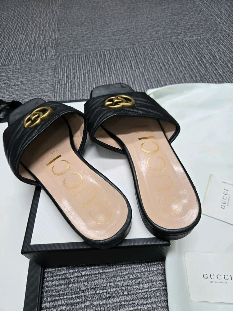 [특가][정품]구찌 마몬트 레더 슬리퍼 샌들--5