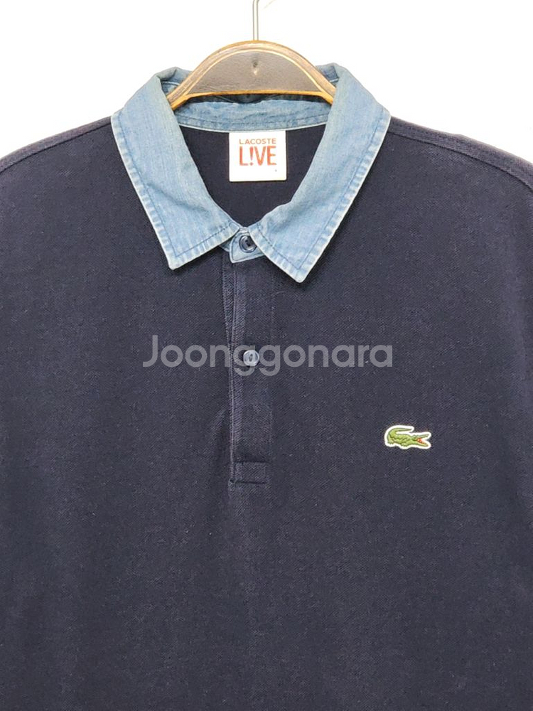 (L) 라코스테 반팔 카라티 데님카라 PK 폴로 티셔츠--1