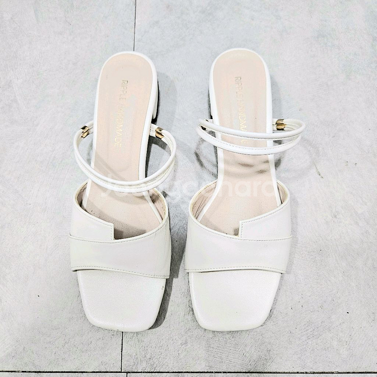투웨이 스트랩 슬리퍼 뮬 샌들 화이트 3cm 245--0