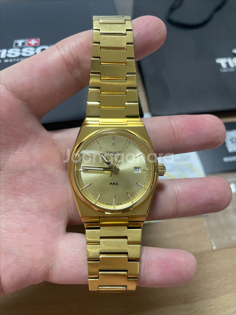 티쏘 PRX 35mm 쿼츠 골드--3