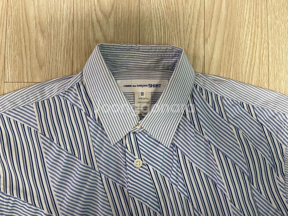 꼼데가르송 셔츠 네지레 블루 스트라이프 셔츠 AD201--1