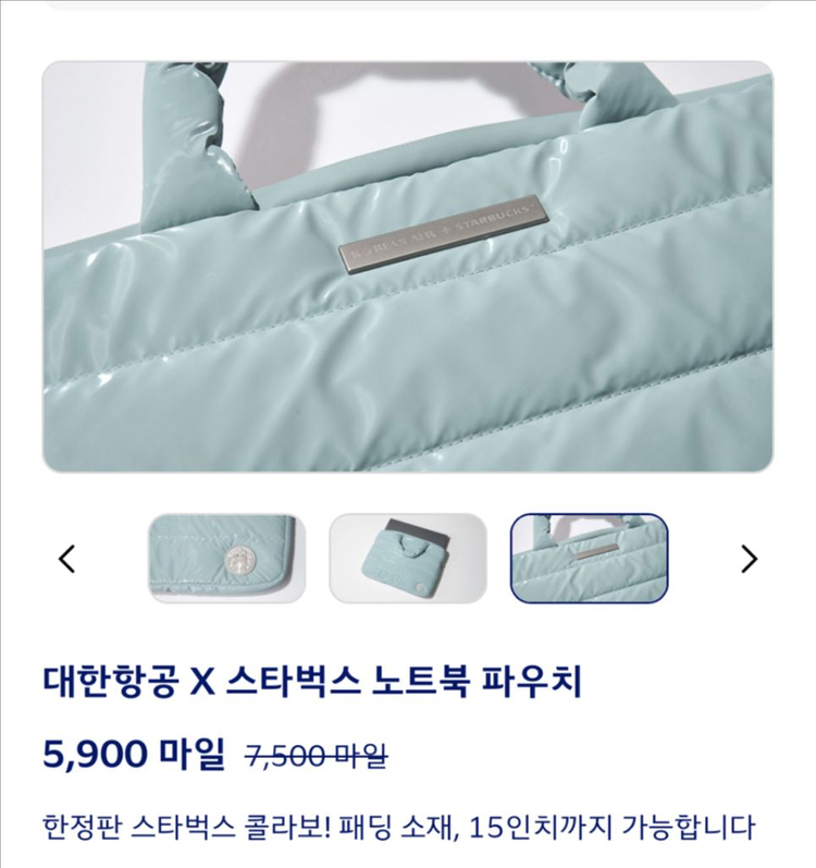 대한항공*스타벅스 콜라보 노트북 파우치 이미지