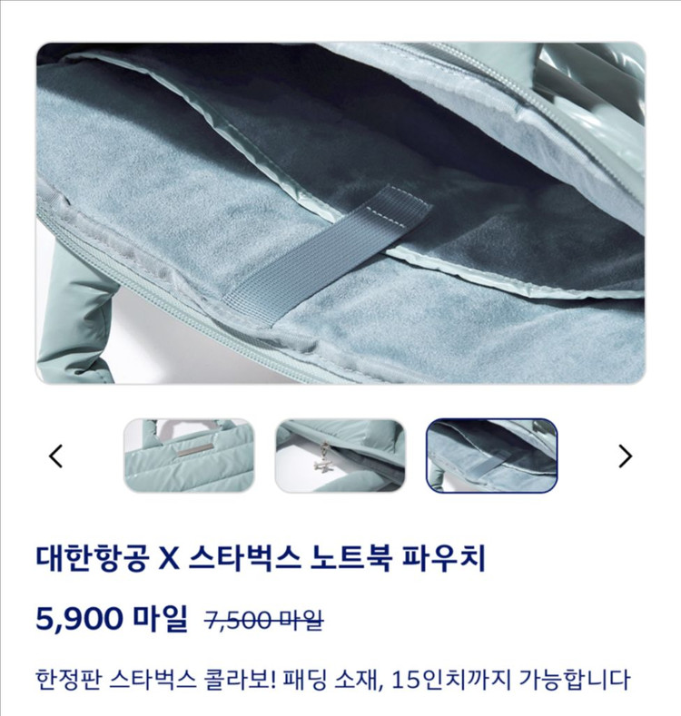 대한항공*스타벅스 콜라보 노트북 파우치 이미지