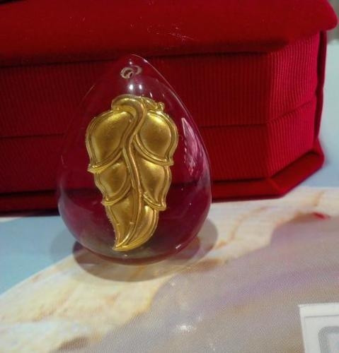 새 나뭇잎 24k 순금 크리스탈 황금 목걸이--2