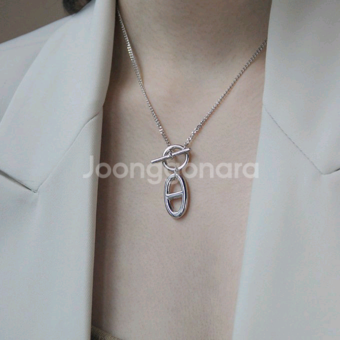 써지컬스틸 70cm 롱샹달 토글바목걸이 무알러지--0