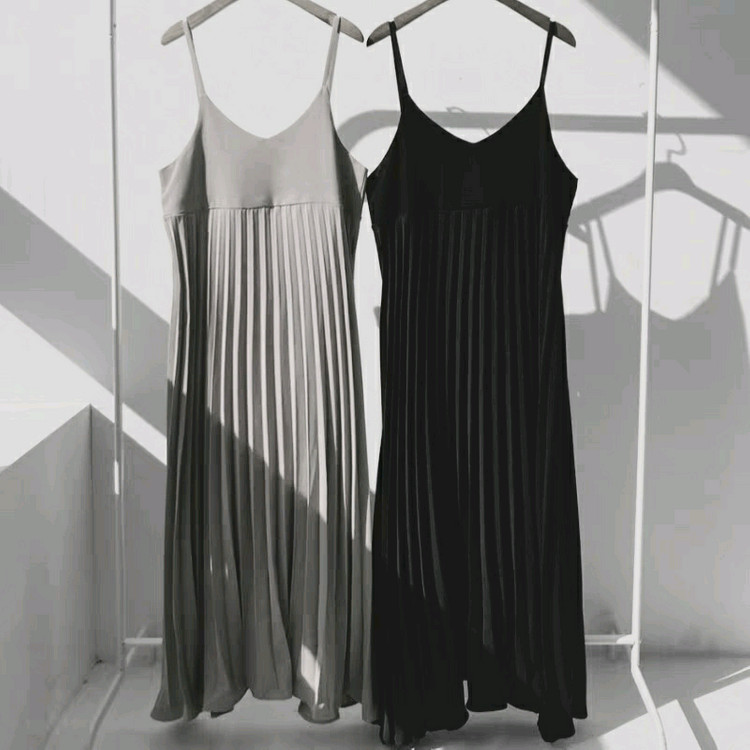 새상품)주름 뷔스티에 롱 원피스 플리츠스커트--6