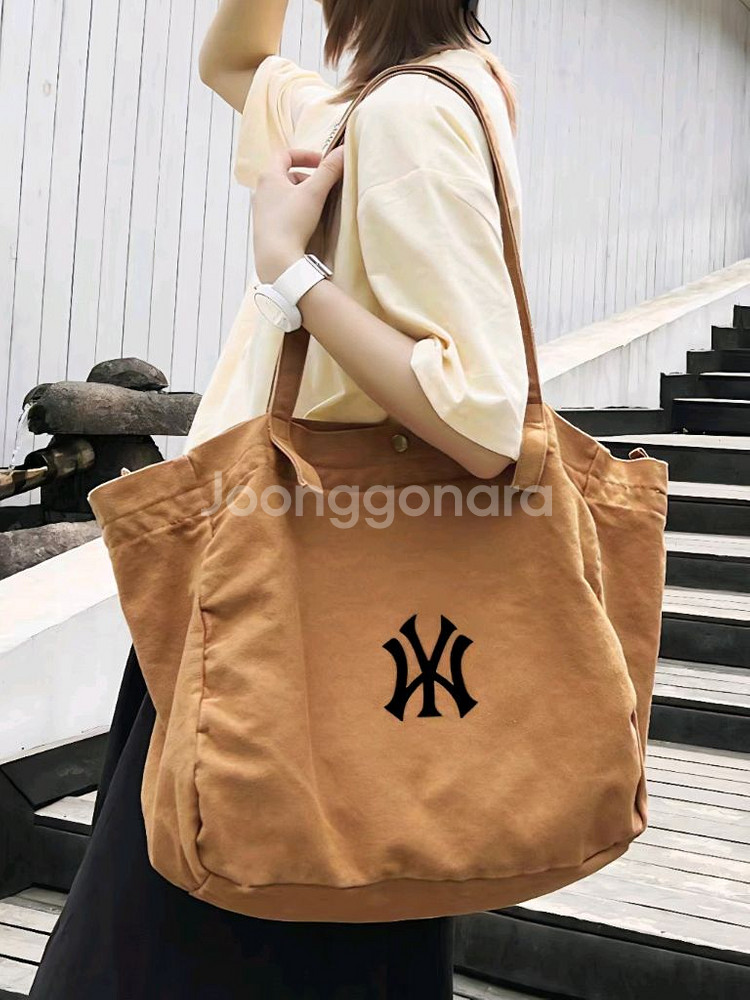 MLB 가방 캔버스 숄더백 에코백 대용량 스쿨백 카멜--0