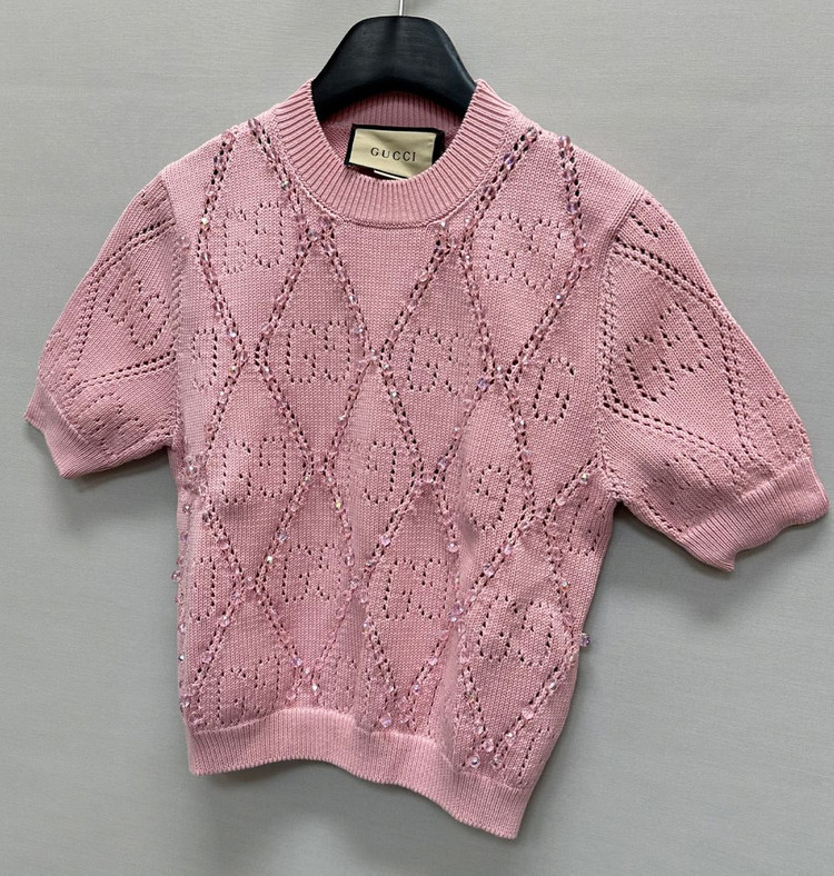 구찌 우먼스 GG 비즈 반팔 니트 ( 44 )--2