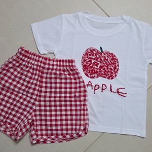 (새상품)유아 체크반바지 등원룩 여름 상하복세트100