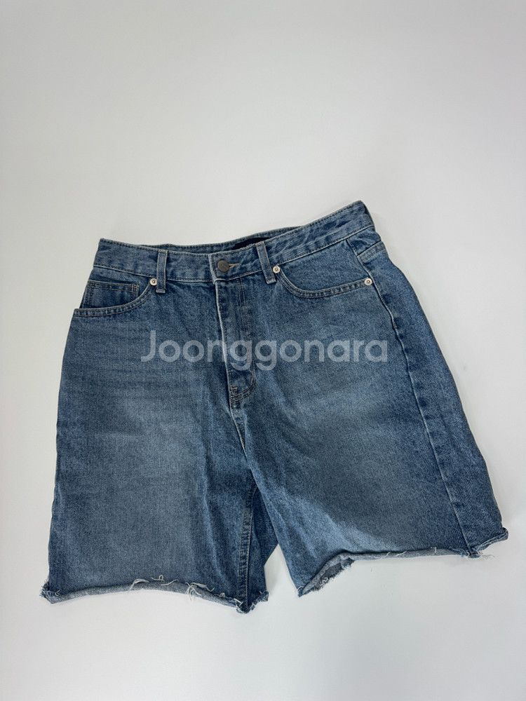 여성 빈티지 워싱 블랙업 데님 하프팬츠--0