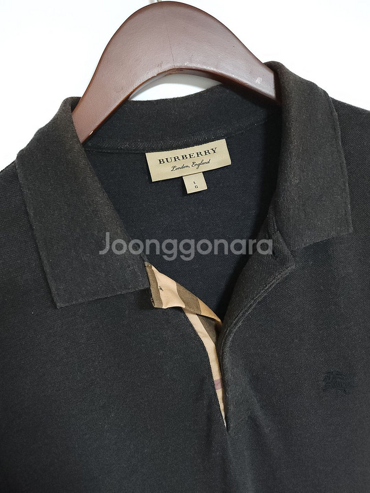 L 버버리 차콜 체크 기사 자수 반팔티 8004580--1