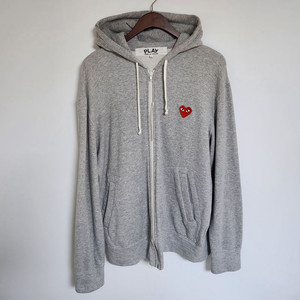 L 꼼데가르송 그레이 레드와펜 남성 후드집업 AZ-T1