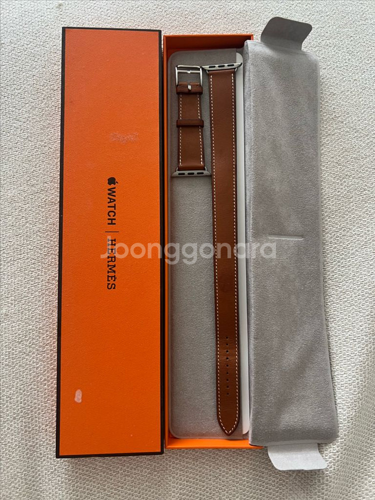 정품 애플워치 40mm 에르메스 더블투어 브라운 스트랩--0