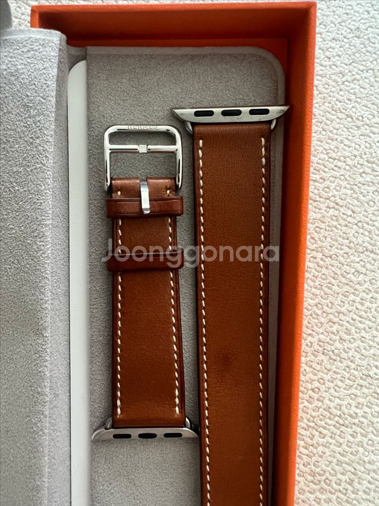 정품 애플워치 40mm 에르메스 더블투어 브라운 스트랩--2