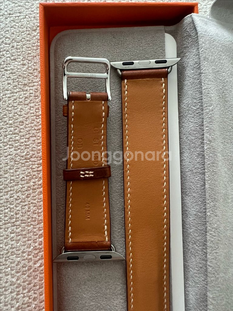 정품 애플워치 40mm 에르메스 더블투어 브라운 스트랩--1