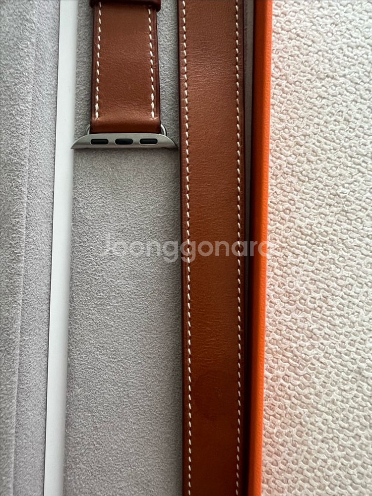 정품 애플워치 40mm 에르메스 더블투어 브라운 스트랩--3