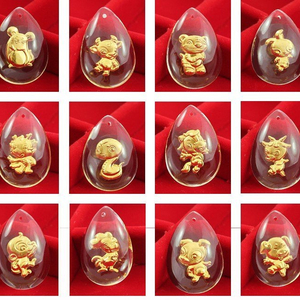 새 랜덤 발송 24K 귀여운 동물 순금 크리스탈 공예 황금 목걸이