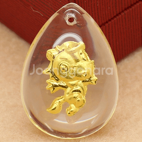 새 랜덤 발송 24K 귀여운 동물 순금 크리스탈 공예 황금 목걸이--4