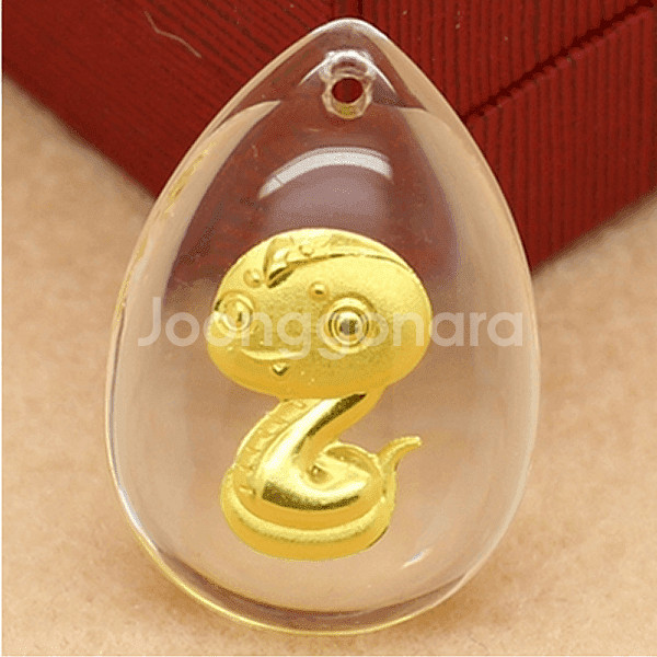 새 랜덤 발송 24K 귀여운 동물 순금 크리스탈 공예 황금 목걸이--3