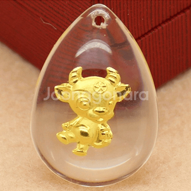 새 랜덤 발송 24K 귀여운 동물 순금 크리스탈 공예 황금 목걸이--6