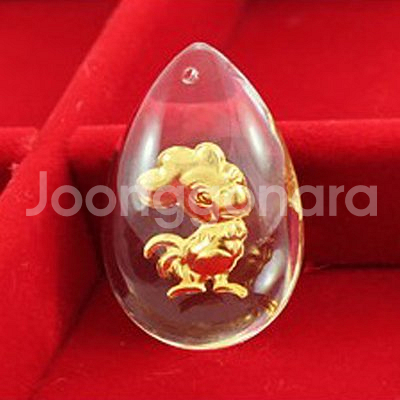 새 랜덤 발송 24K 귀여운 동물 순금 크리스탈 공예 황금 목걸이--9