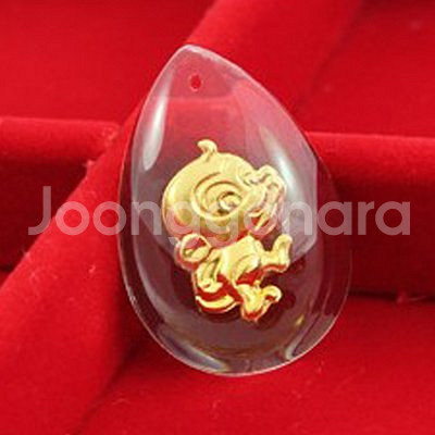 새 랜덤 발송 24K 귀여운 동물 순금 크리스탈 공예 황금 목걸이--8