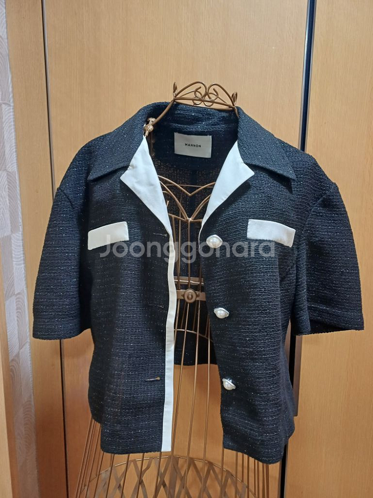 매넌 mannon 트위드 반팔 자켓 S size--3