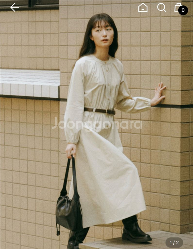 망고매니플리즈 몬도 셔링 원피스 베이지 S--0