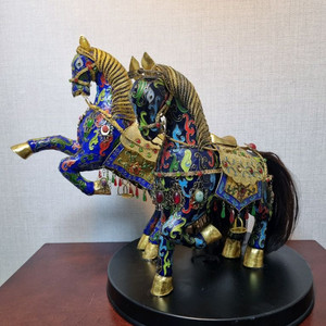 중국 명품 동 조각작품 [ 화려한 동태법랑 말 한쌍 ]