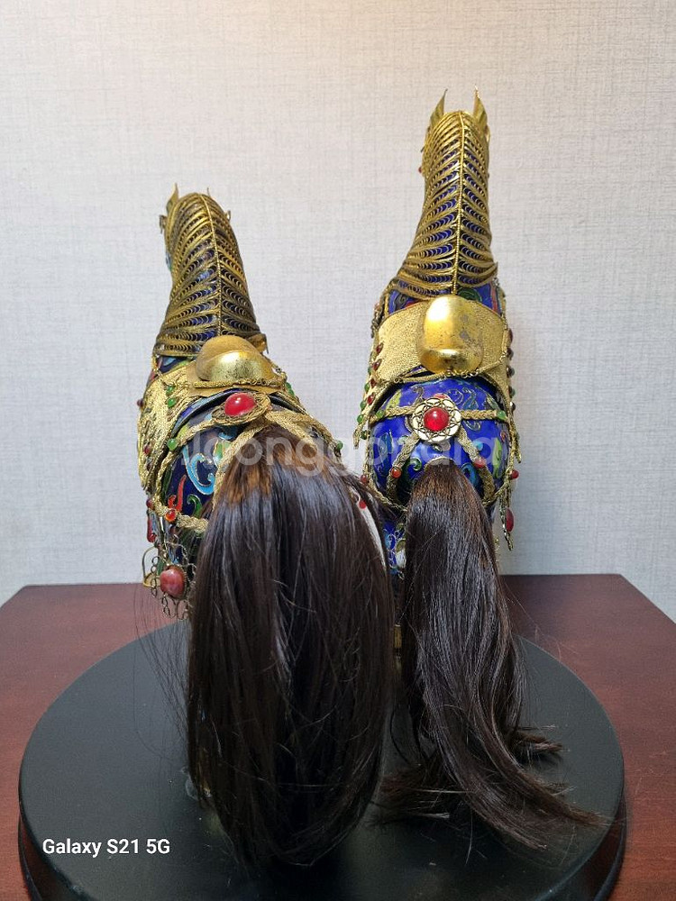 중국 명품 동 조각작품 [ 화려한 동태법랑 말 한쌍 ]--6