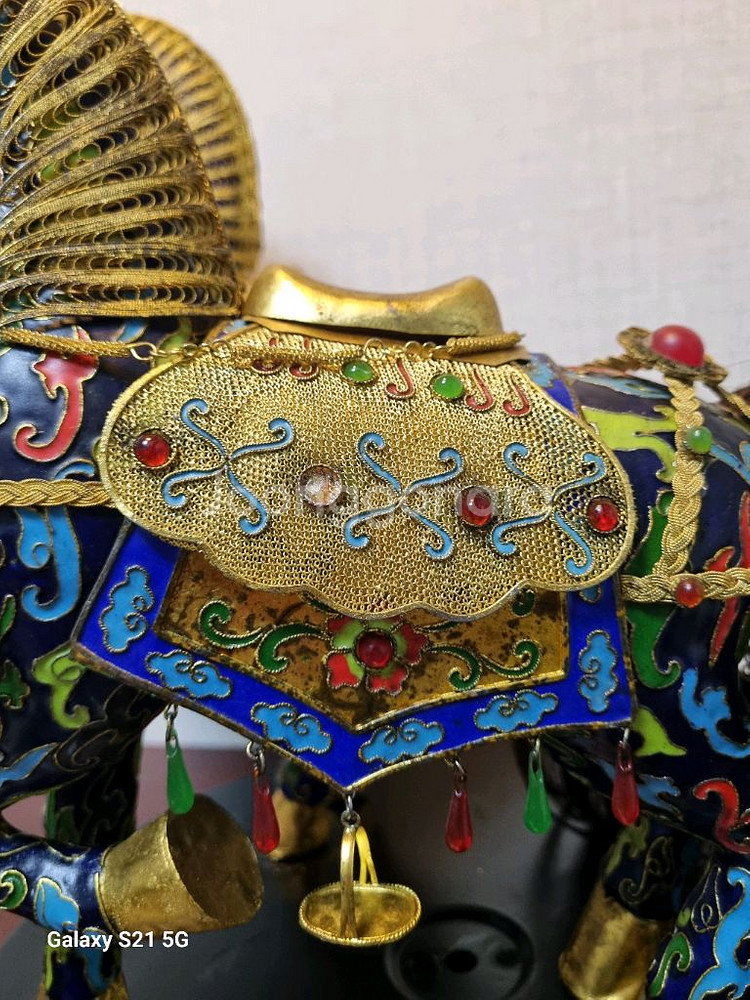 중국 명품 동 조각작품 [ 화려한 동태법랑 말 한쌍 ]--5