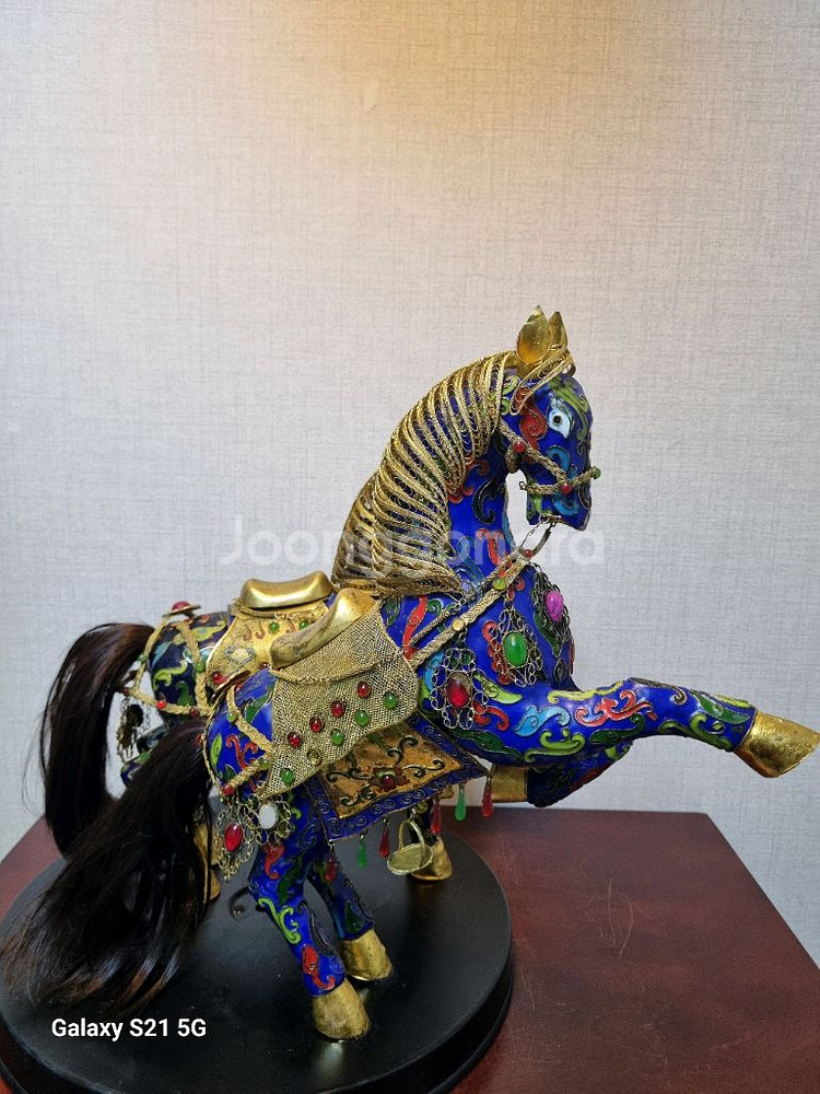 중국 명품 동 조각작품 [ 화려한 동태법랑 말 한쌍 ]--8