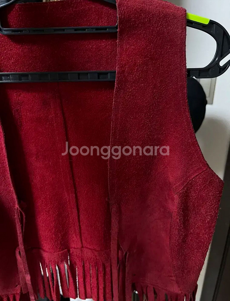 빈티지 레더 레드 보헤미안 베스트--2