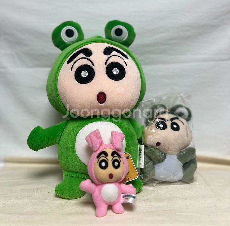 일괄 짱구는 못말려 중형 모찌 개구리&토끼 키링 3개--0