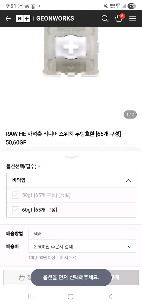 RAW HE 자석축 리니어 스위치 우팅호환 50g--2