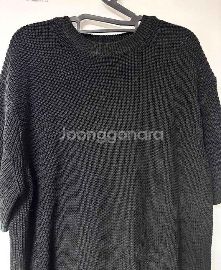 에이블리 라운드넥 실켓 하찌 반팔 니트 블랙 프리--2