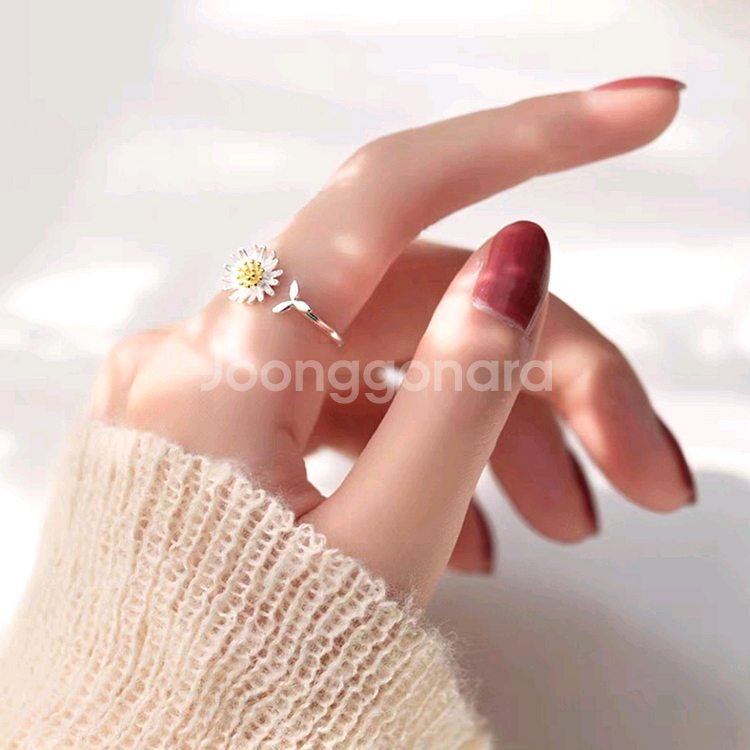 925 실버 데이지 꽃 오픈형 은 반지 선물용도 데일리--3