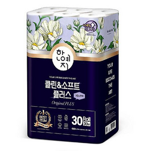 한예지 클린&소프트 플러스 화장지 30m 30롤 3팩