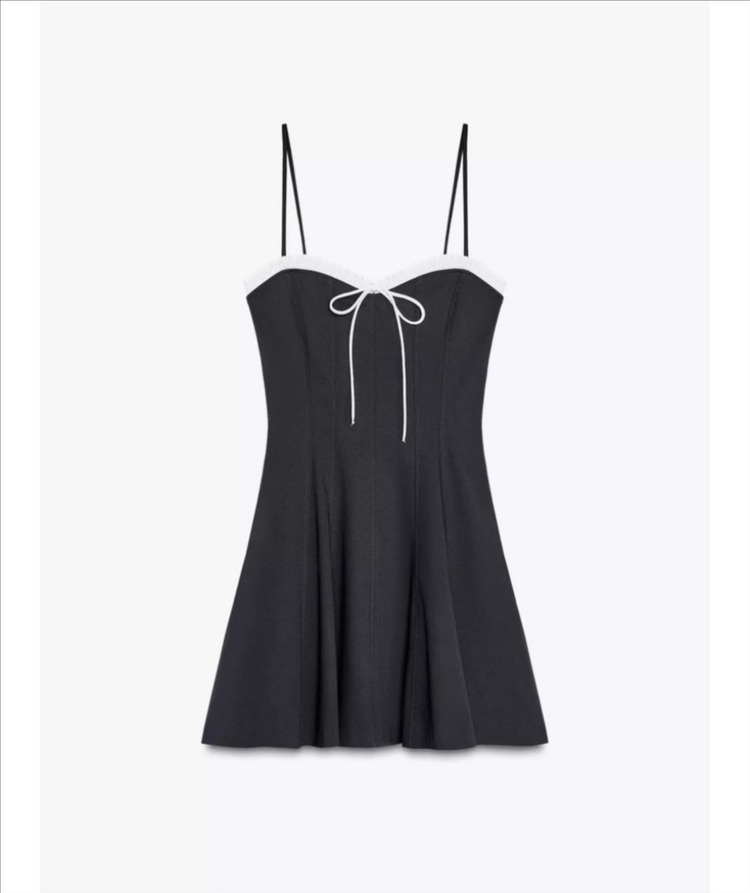 자라 스트랩 프릴 리본 원피스--1