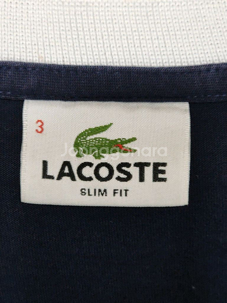 (M) 라코스테 반팔티 진곤색 라운드 티셔츠--2