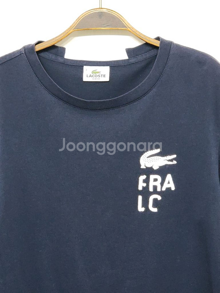 (M) 라코스테 반팔티 진곤색 라운드 티셔츠--1