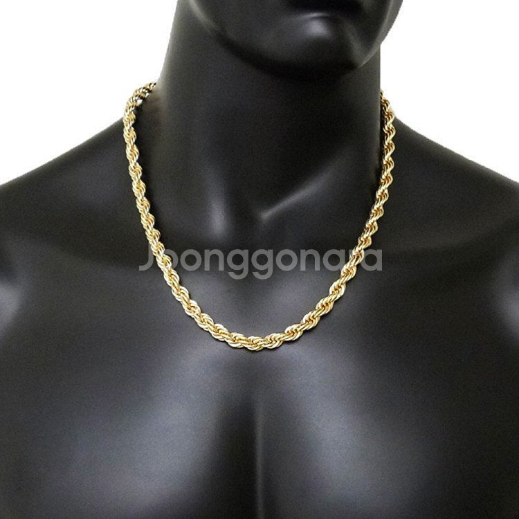새 18K GP 41cm 16인치 로프 목걸이 골드--4