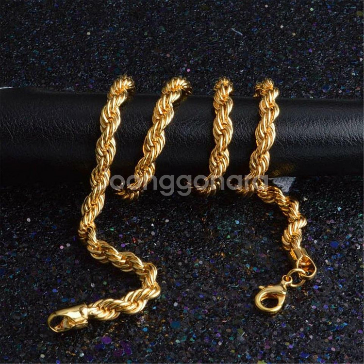 새 18K GP 41cm 16인치 로프 목걸이 골드--8