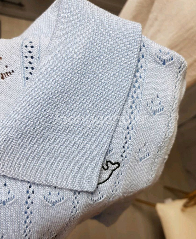 펀칭 자수 카라니트티 블루 새상품(66까지)--3