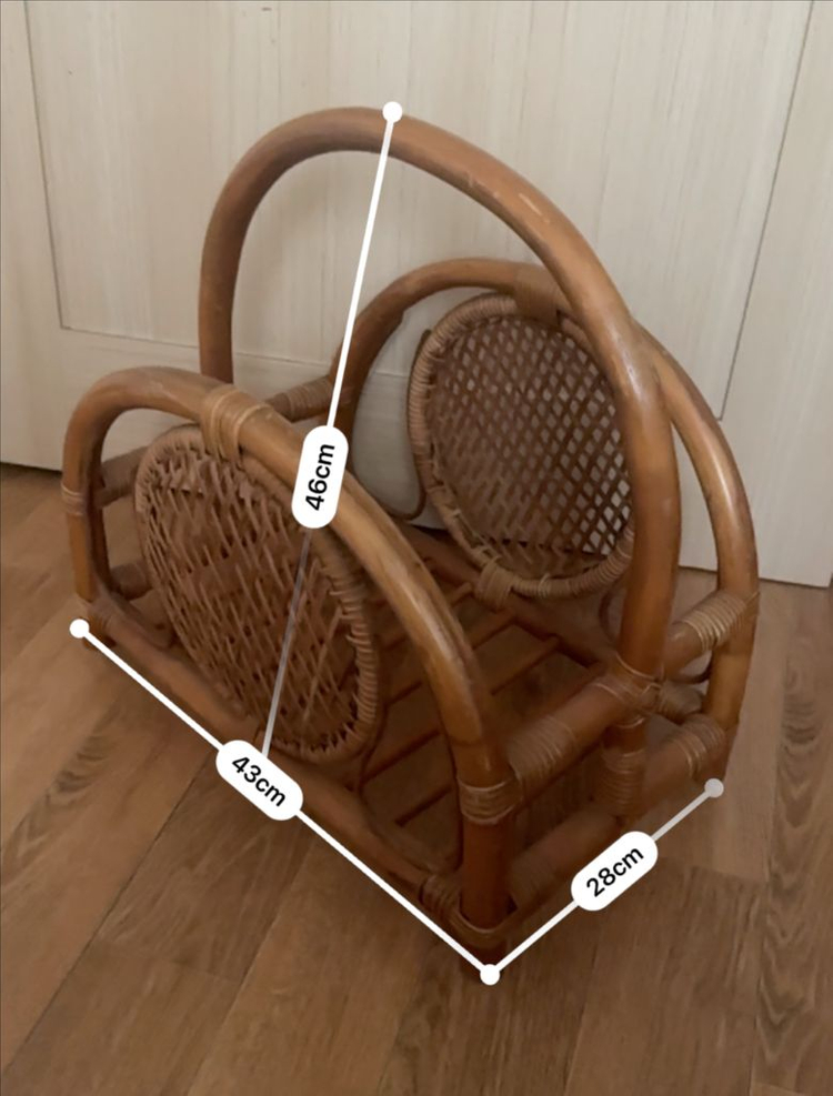 빈티지 앤틱 라탄 잡지꽂이--3