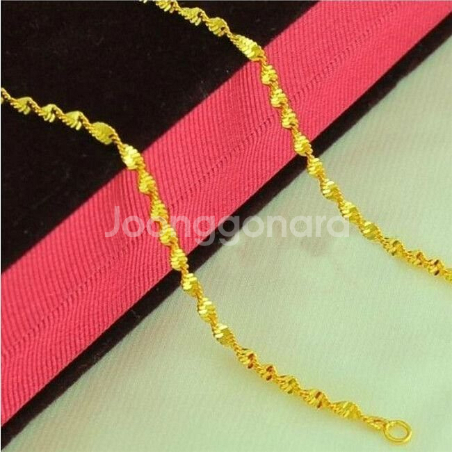 새 18K 61CM 24인치 꼬임줄 목걸이 골드 파일--6